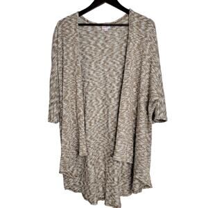 Lu LaRoe Womens Open Cardigan Soft Knit Long Brown White Size Medium  EUC
